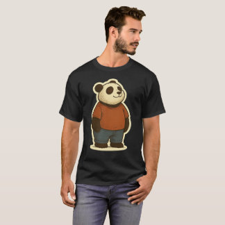 Zen Panda Sticker – Relaxed Cartoon Bear in Casual T-Shirt