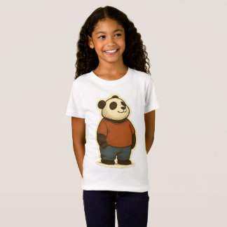 Zen Panda Sticker – Relaxed Cartoon Bear in Casual T-Shirt