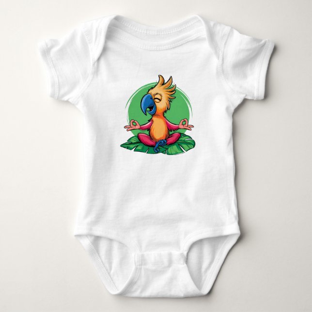 Zen Parrot – Tropical Meditation Art for Relaxatio Baby Bodysuit (Front)