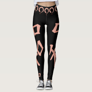 Zen Peace Calm Off-Pink on Black Leggings