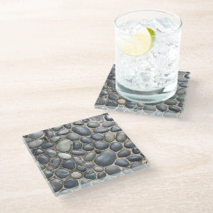 Zen Pebble Art Pattern Decor Glass Coaster