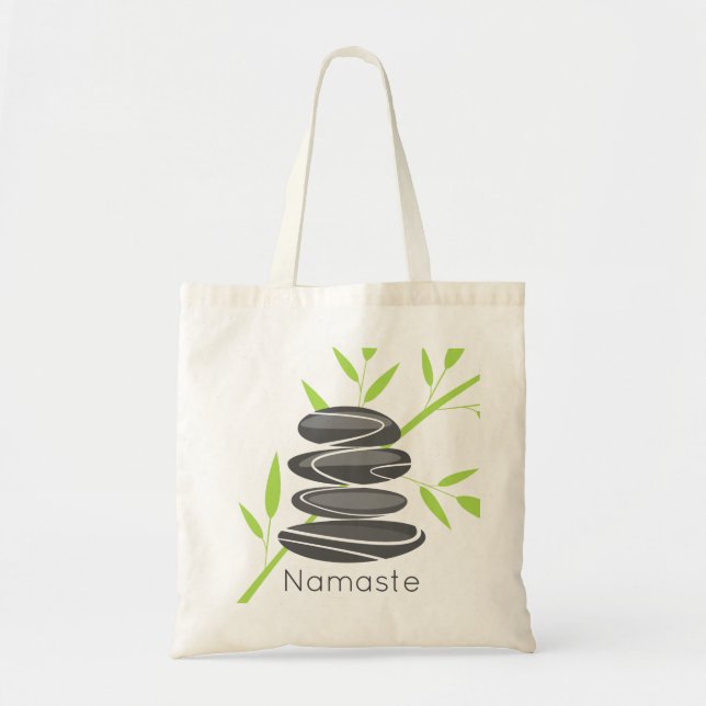 Zen pebble stone stacking yoga meditation tote bag (Front)