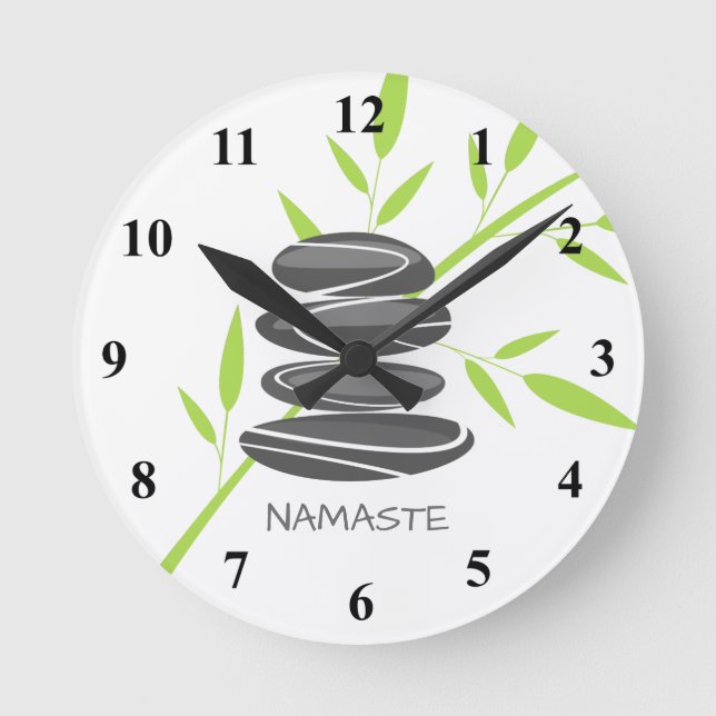 Zen pebble stones stack yoga meditation wall clock (Front)
