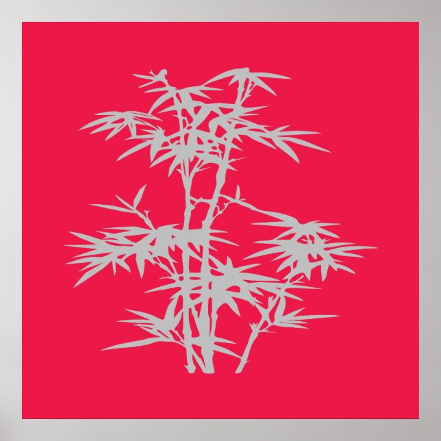 Zen Pink Asian Japanese style bamboo Poster (Front)