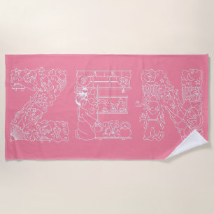 Zen Pink colour one-of-a-kind Beach Towel