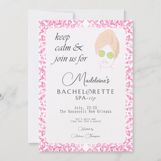 Zen Pool & Spa Weekend Getaway Bachelorette Party Invitation (Front)