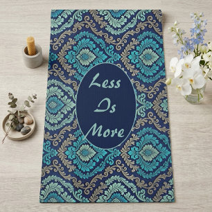 Zen Quote Peaceful Sacred Mandala Damask Blue Teal Yoga Mat