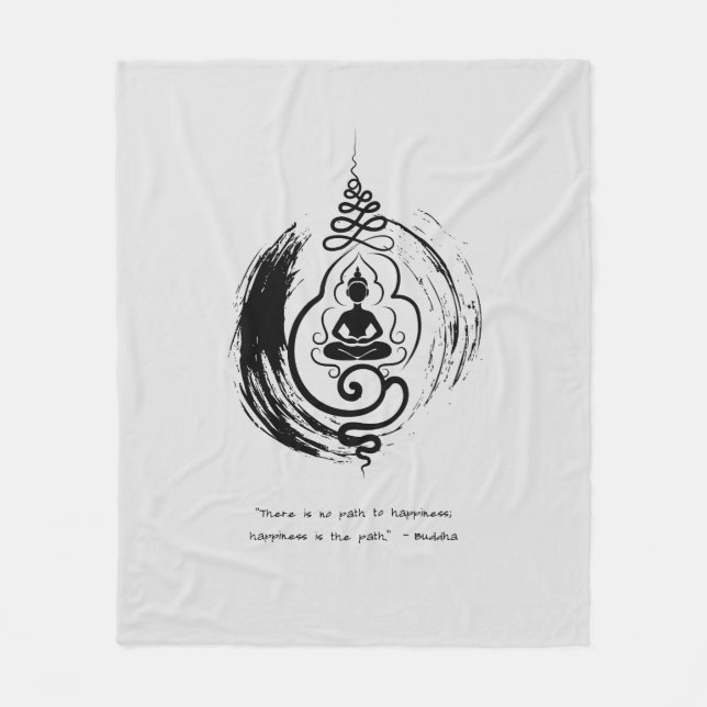 Zen Quote: Wisdom and Meditation  Fleece Blanket (Front)
