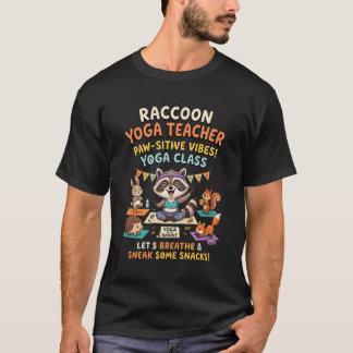 Zen Racoon Yoga Club Illustration T-Shirt