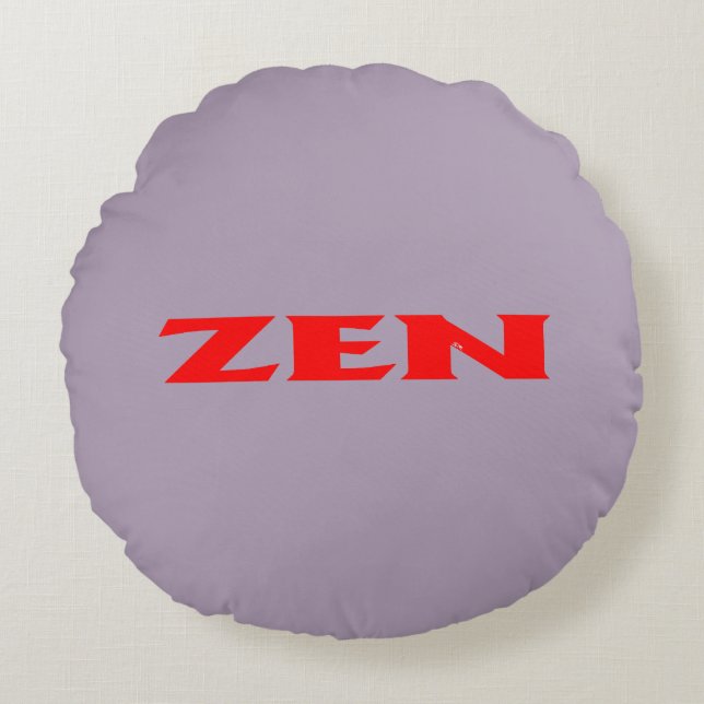 Zen red grey round poly throw pillow (Front)