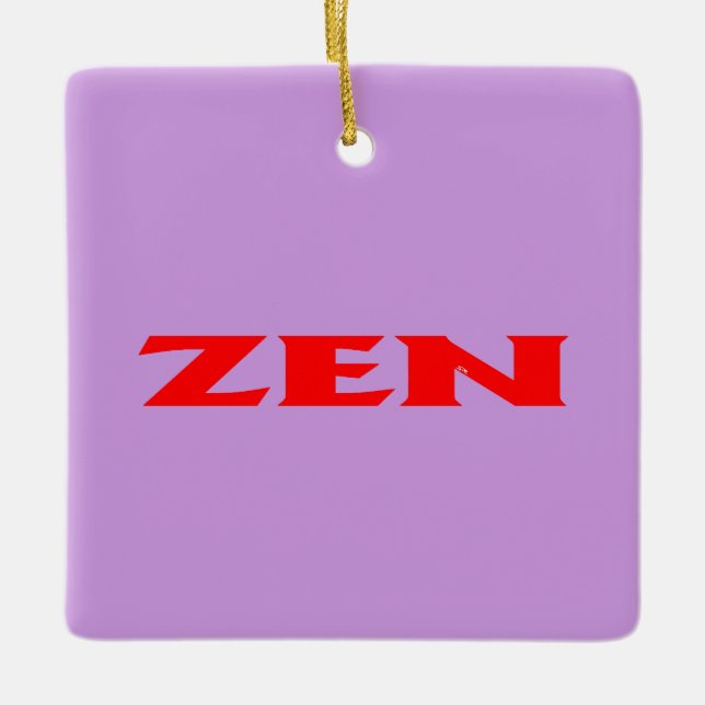 Zen red lilac square ceramic ornament (Front)