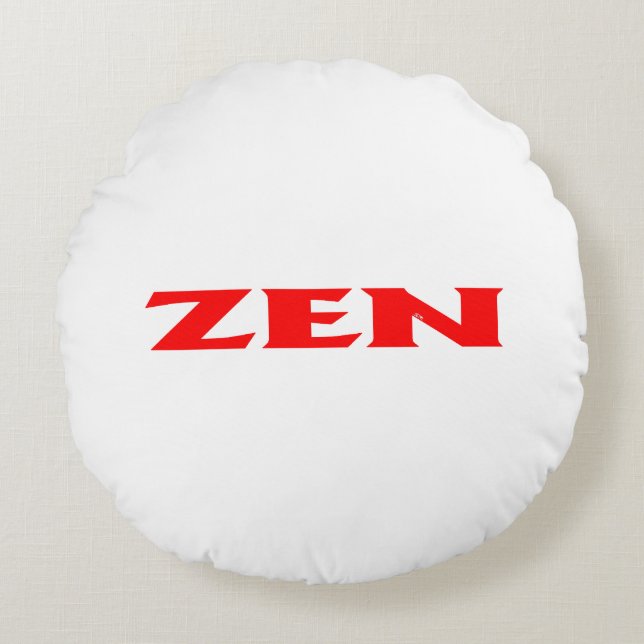 Zen red white round poly throw pillow (Front)