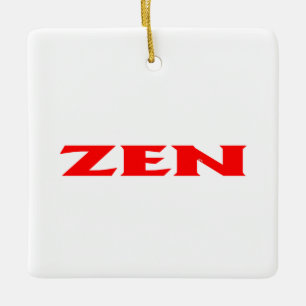 Zen red white square ceramic ornament