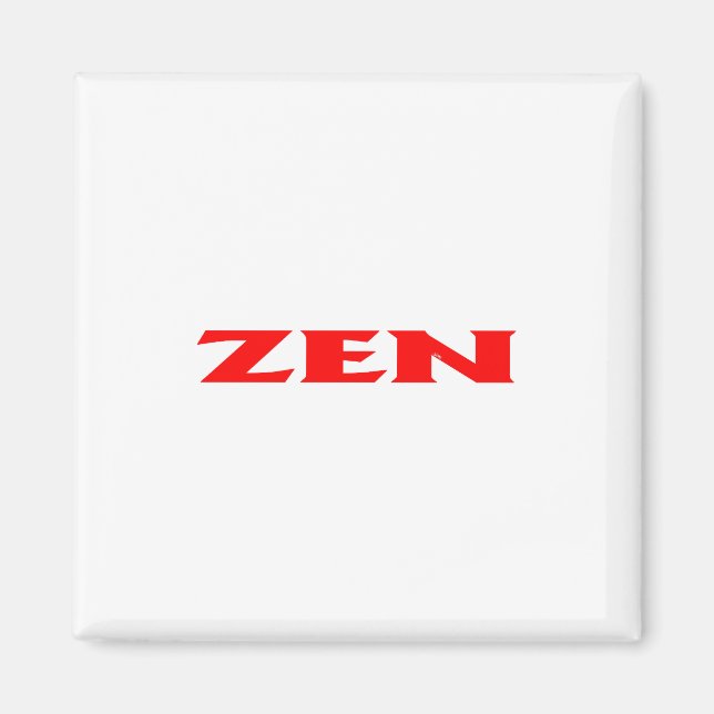 Zen red white square magnet (Front)