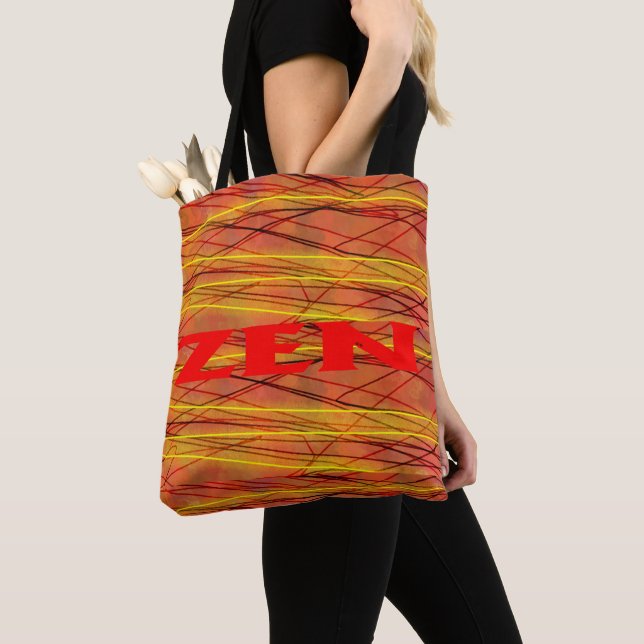 Zen red wire shoulder tote bag (Close Up)