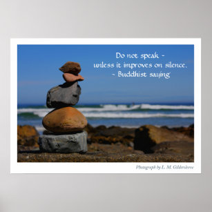 Zen Rock Cairn   Buddhist Saying Poster