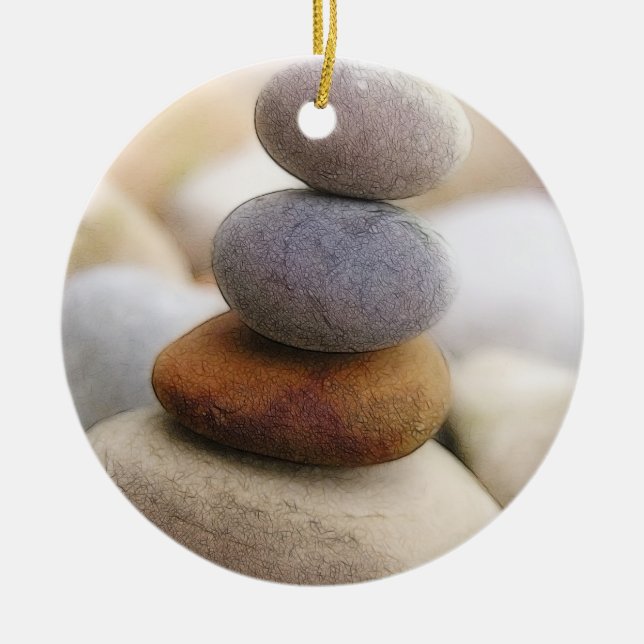 Zen Rock Garden Ceramic Tree Decoration (Front)