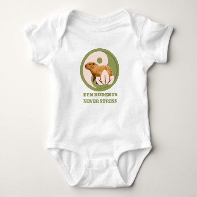 Zen Rodents Never Stress Capybara Baby Bodysuit (Front)