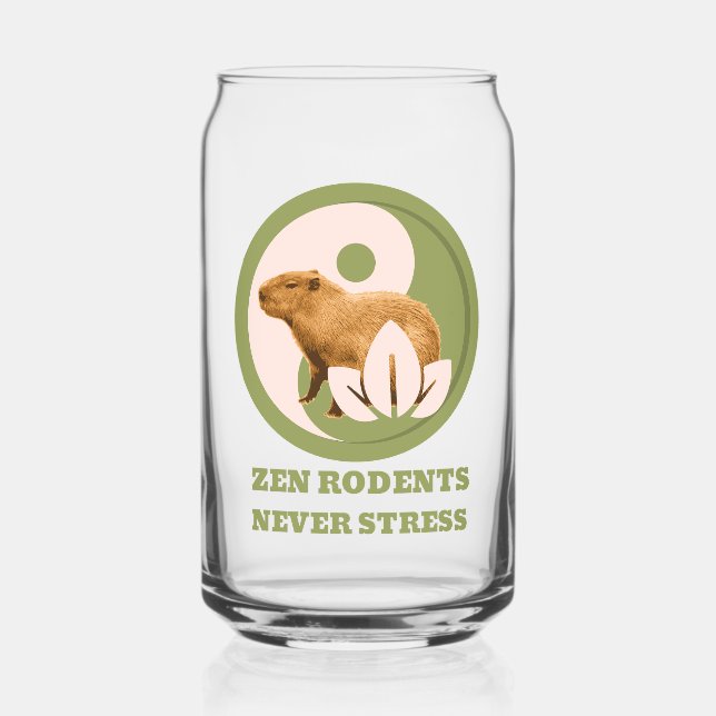 Zen Rodents Never Stress Capybara Humour Can Glass (Front)