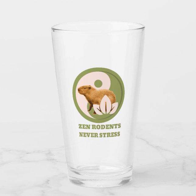 Zen Rodents Never Stress Capybara Humour Glass (Front)