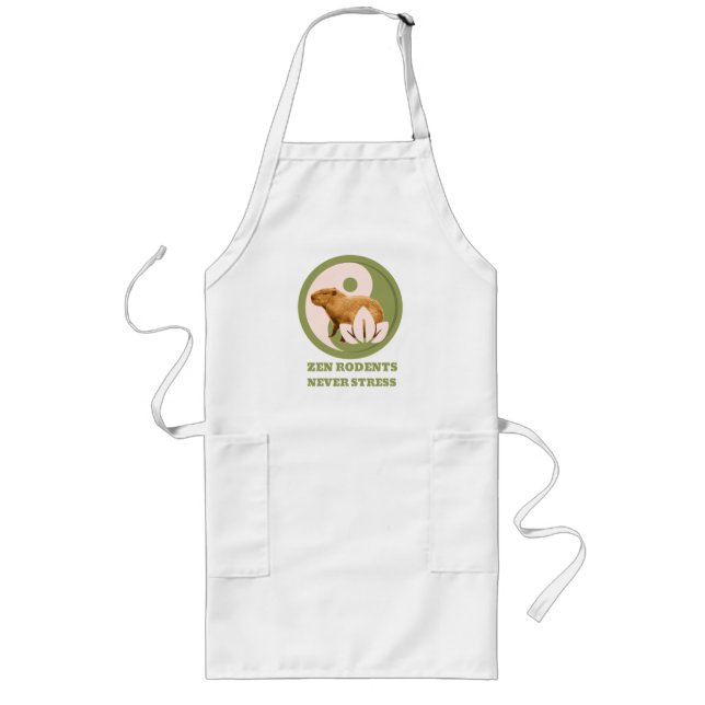 Zen Rodents Never Stress Capybara Humour Long Apron (Front)