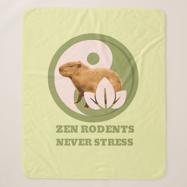 Zen Rodents Never Stress Capybara Humour Sherpa Blanket (Front)