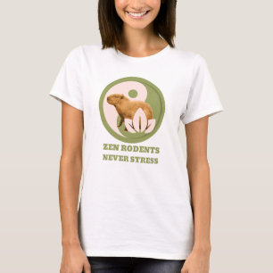 Zen Rodents Never Stress Capybara Humour T-Shirt