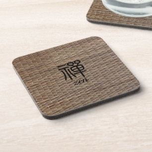 Zen Rustic Tatami Print Coaster