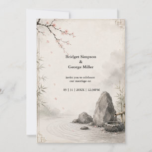 Zen Sakura Wedding Botanical Harmony Invitation