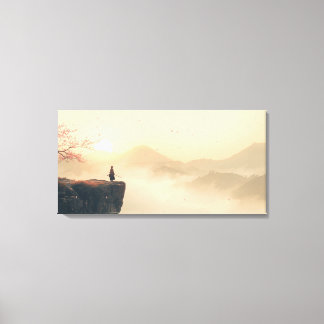 Zen Samurai at Dawn – Cinematic Misty Mountain Canvas Print