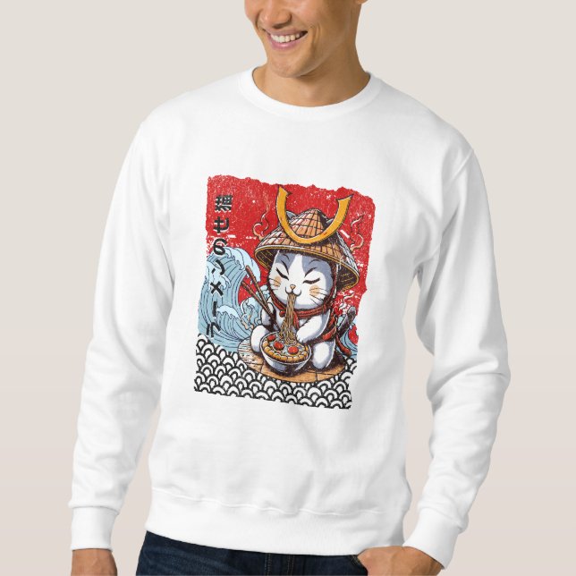 Zen Samurai Cat Noodle Delight  Sweatshirt (Front)