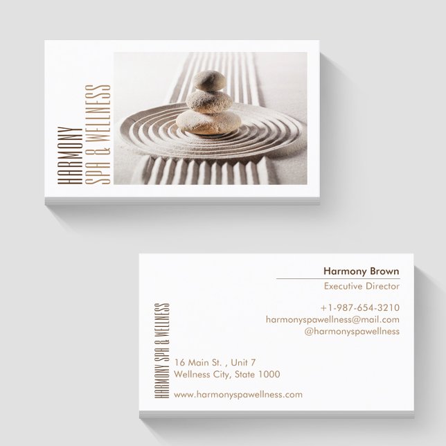 Zen Sand Stones Spa & Wellness White Business Card (Creator Uploaded)