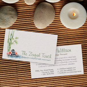 Zen Serenity Spa Watercolor Art Business Card