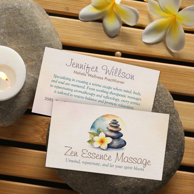 Zen Serenity Spa Watercolor Art Business Card (Creator Uploaded)