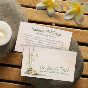 Zen Serenity Spa Watercolor Art Business Card