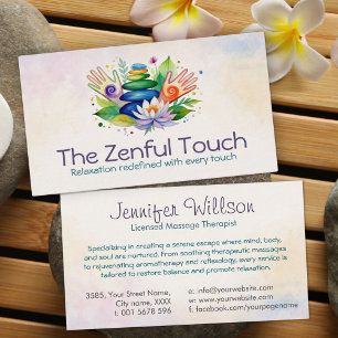 Zen Serenity Spa Watercolor Art Business Card