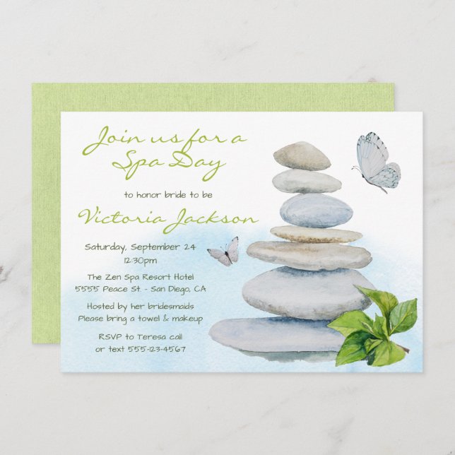 Zen Spa Bridal Shower invitation (Front/Back)