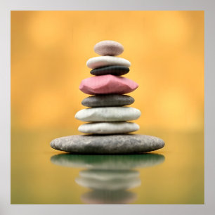 Zen Spiritual Stones Balance Therapeutic Art Poster