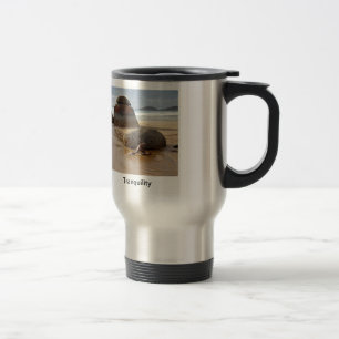 Zen Stacked Boulders on Beach Travel Mug