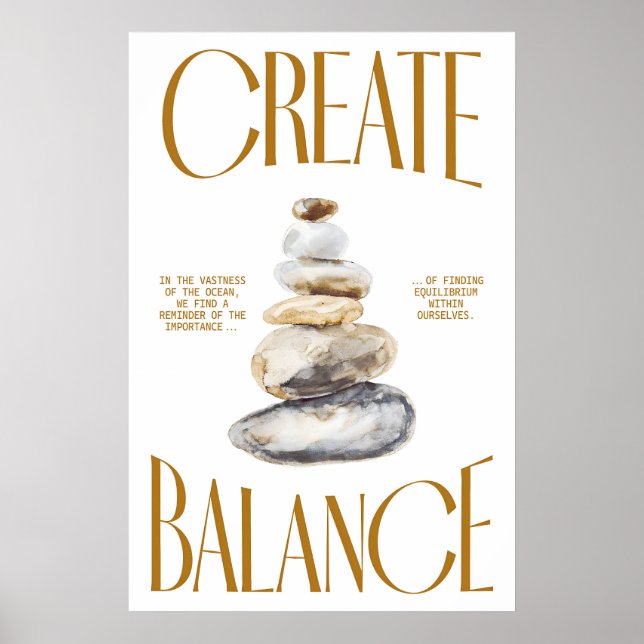Zen Stone Art Print Inspirational Meditation (Front)