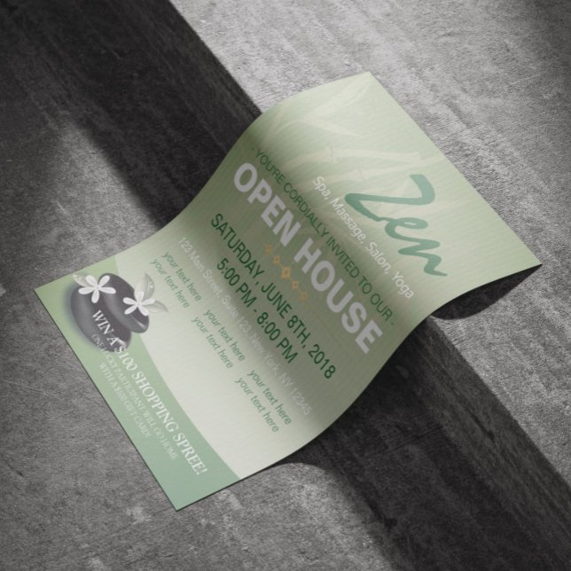 ZEN Stone Bamboo YOGA SPA Massage Salon Open House Flyer (Creator Uploaded)