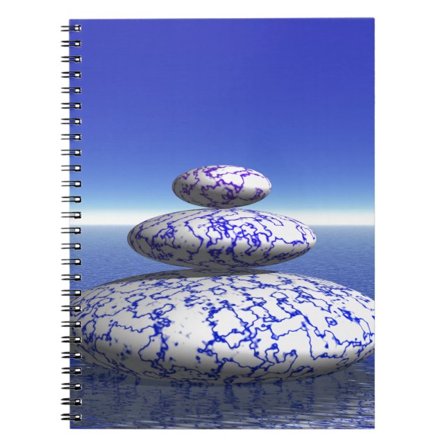 Zen Stone Blue Purple Ocean Love Peace Inspiration Spiral Notebook (Front)