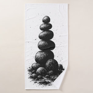 Zen Stone Cairn – Minimalist Ritual Invitation Bath Towel