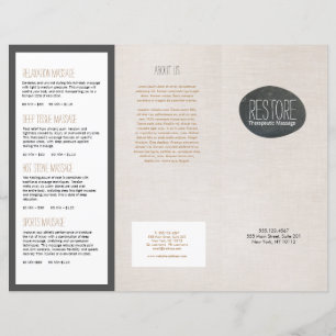 Zen Stone Massage Therapist  Trifold Brochure