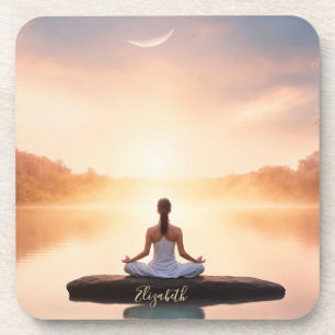 Zen Stone Meditation Girl Coaster