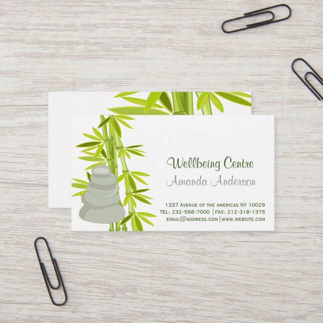Zen stones and bamboo business card (Front/Back In Situ)