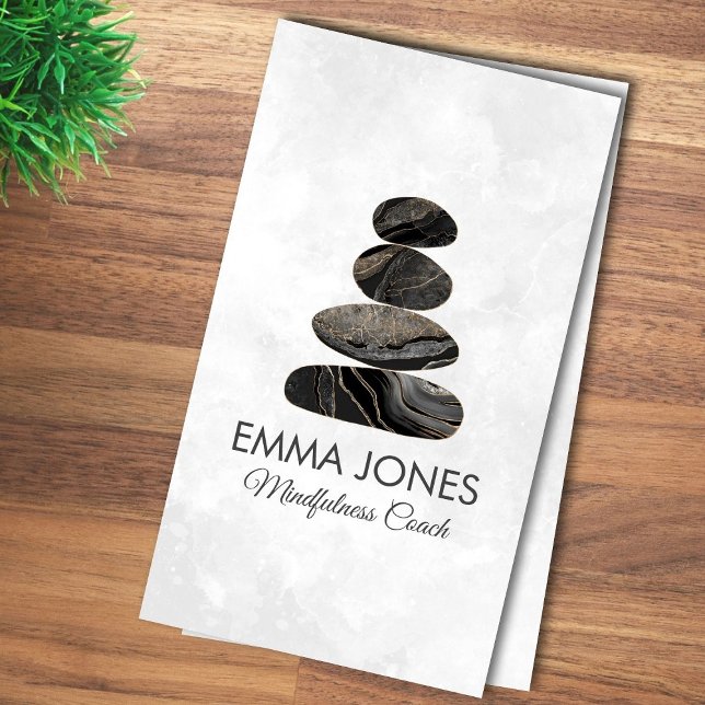 Zen Stones Black Marble and gold - Minimal Business Card (Creator Uploaded)