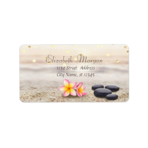Zen Stones,Flowers, Faux Gold Foil Confetti Label