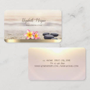 Zen Stones,Flowers,Gold Yoga Business Card
