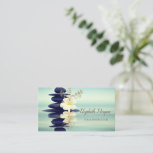 Zen Stones Gold Tree Silhouette White Orchid Business Card